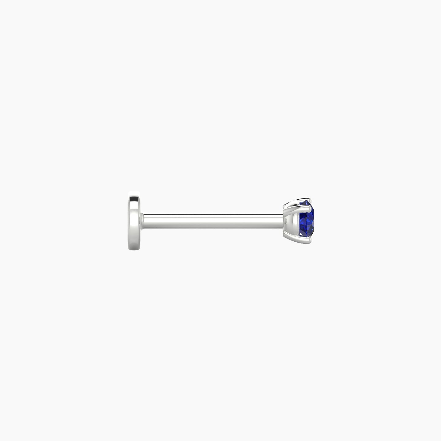 Nut | 18k White Gold 8 mm 2.5 mm Round Sapphire Nostril Piercing