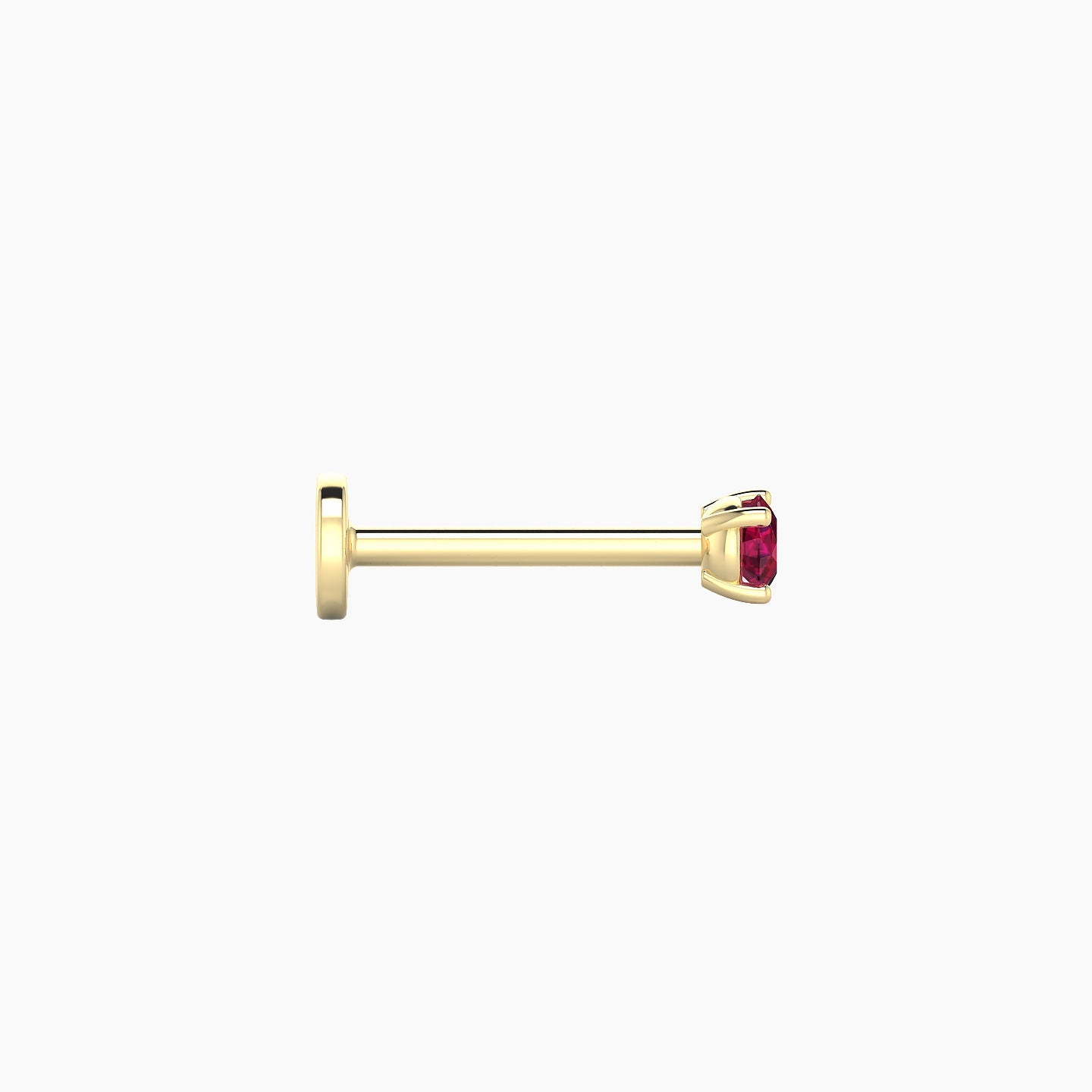 Nut | 18k Yellow Gold 8 mm 2.5 mm Round Ruby Nostril Piercing