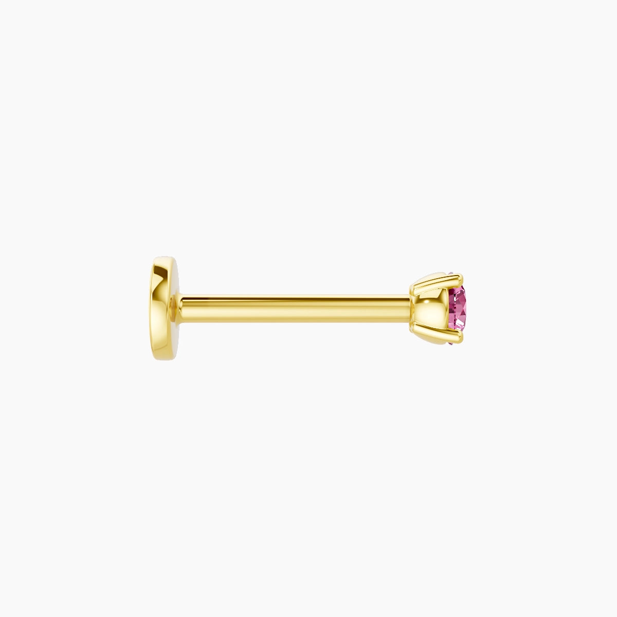 Nut | 18k Yellow Gold 8 mm 2.5 mm Round Pink Sapphire Piercing