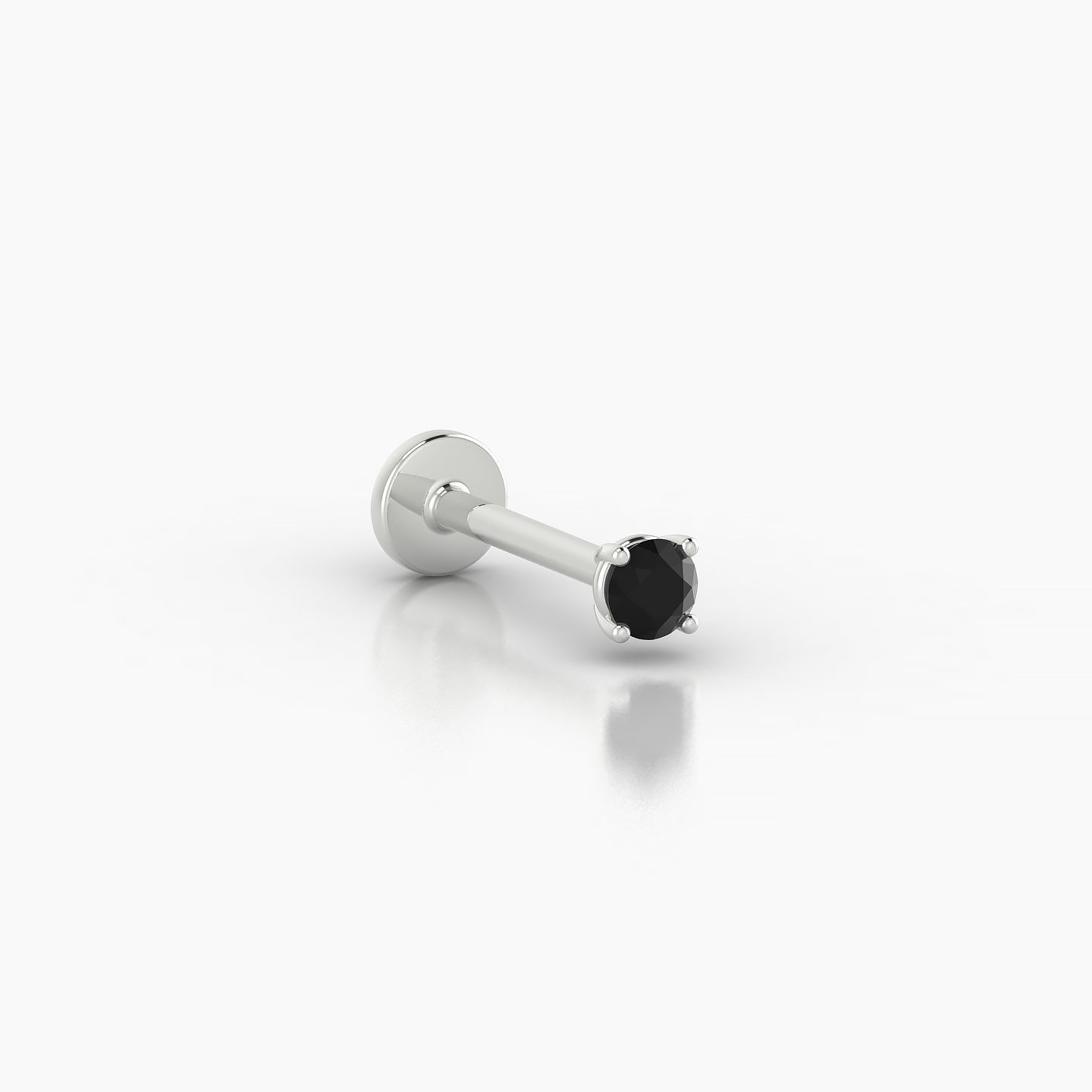 Nut | 18k White Gold 8 mm 2.5 mm Round Black Diamond Piercing