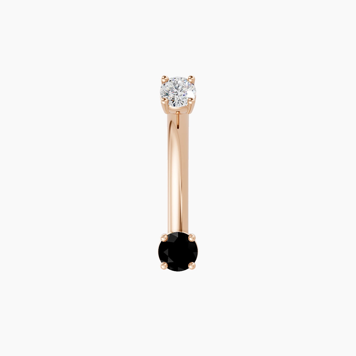 Nut | 18k Rose Gold 3 mm 10 mm Round Black Diamond & Diamond Belly Piercing
