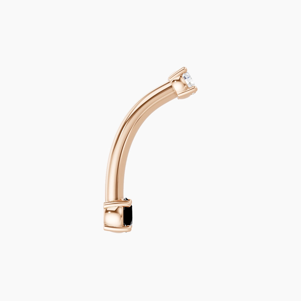 Nut | 18k Rose Gold 3 mm 10 mm Round Black Diamond & Diamond Belly Piercing