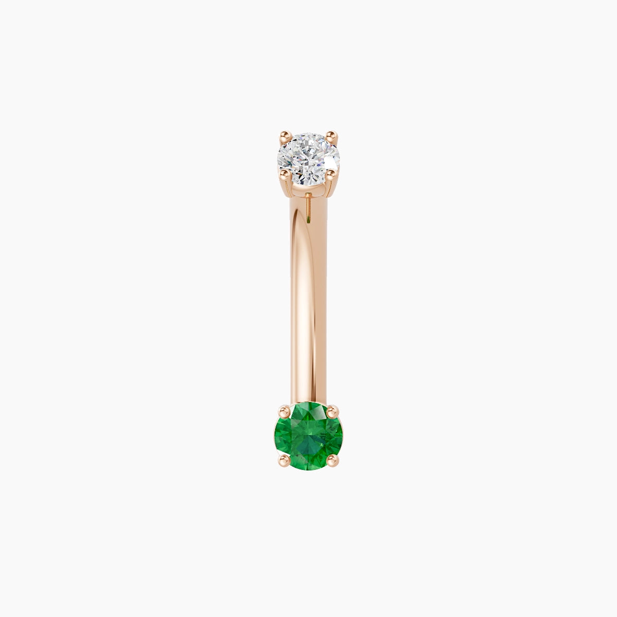 Nut | 18k Rose Gold 3 mm 10 mm Round Emerald & Diamond Belly Piercing