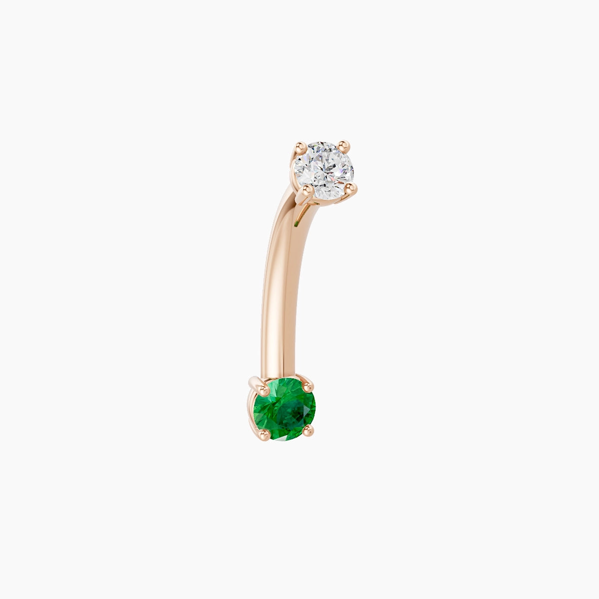 Nut | 18k Rose Gold 3 mm 10 mm Round Emerald & Diamond Belly Piercing