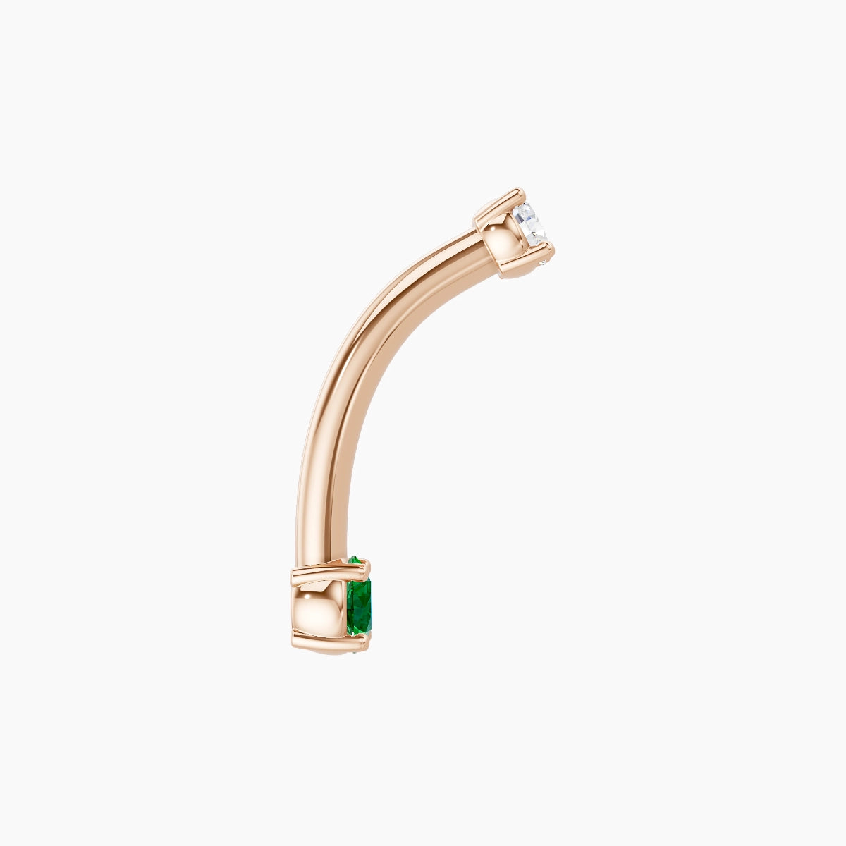 Nut | 18k Rose Gold 3 mm 10 mm Round Emerald & Diamond Belly Piercing