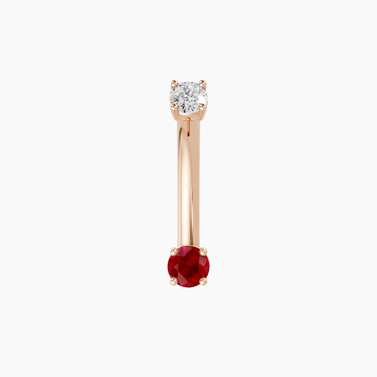 Nut | 18k Rose Gold 3 mm 10 mm Round Ruby & Diamond Belly Piercing