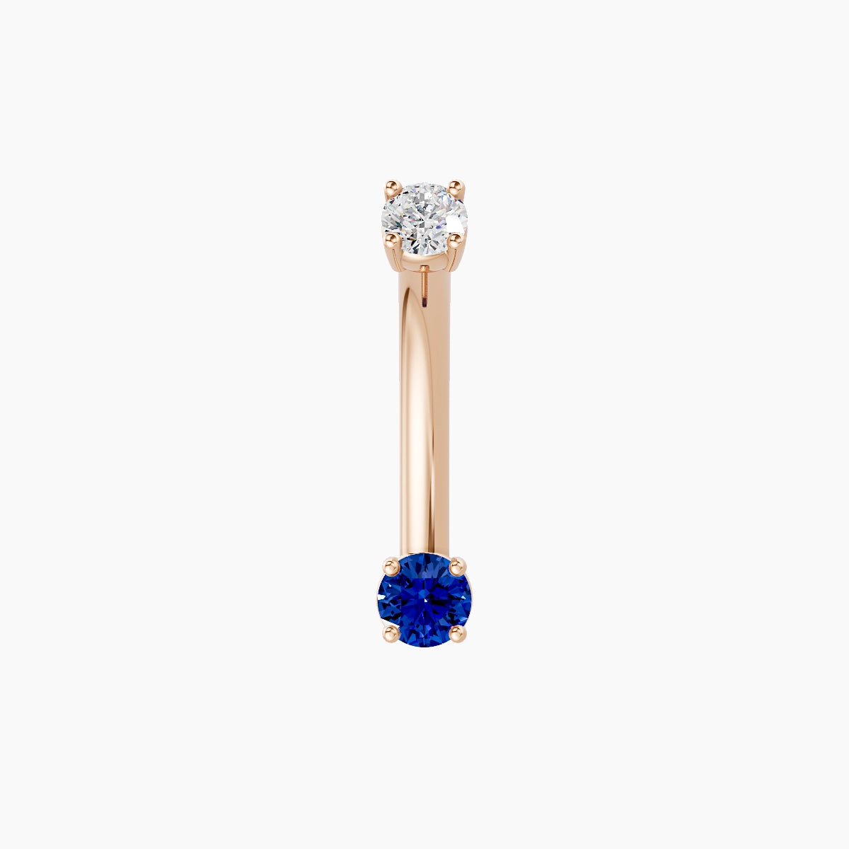 Nut | 18k Rose Gold 3 mm 10 mm Round Sapphire & Diamond Belly Piercing