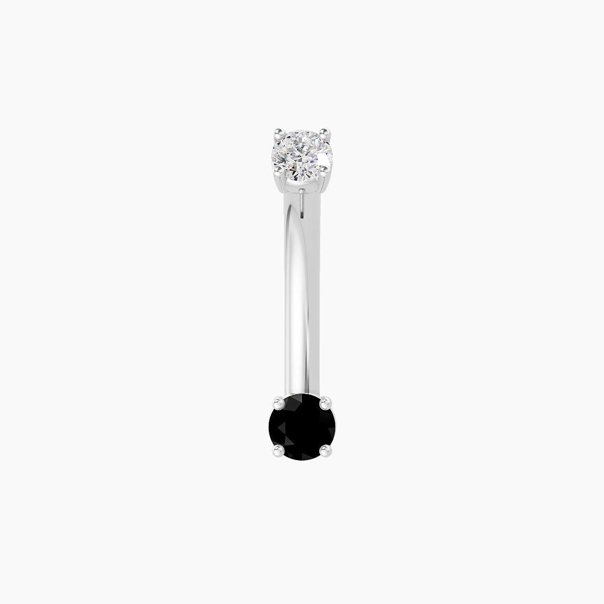 Nut | 18k White Gold 3 mm 10 mm Round Black Diamond & Diamond Belly Piercing