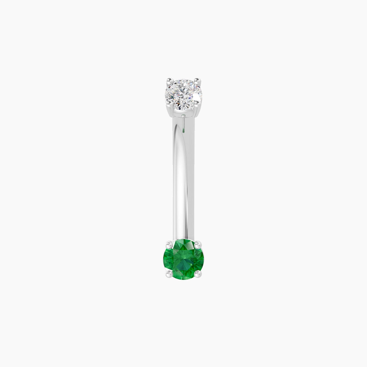 Nut | 18k White Gold 3 mm 10 mm Round Emerald & Diamond Belly Piercing