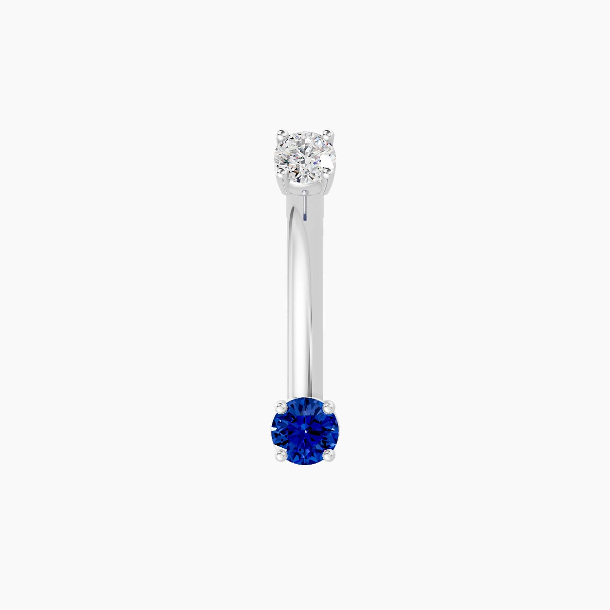 Nut | 18k White Gold 3 mm 10 mm Round Sapphire & Diamond Belly Piercing
