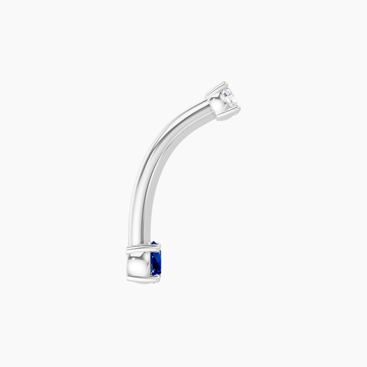 Nut | 18k White Gold 3 mm 10 mm Round Sapphire & Diamond Belly Piercing