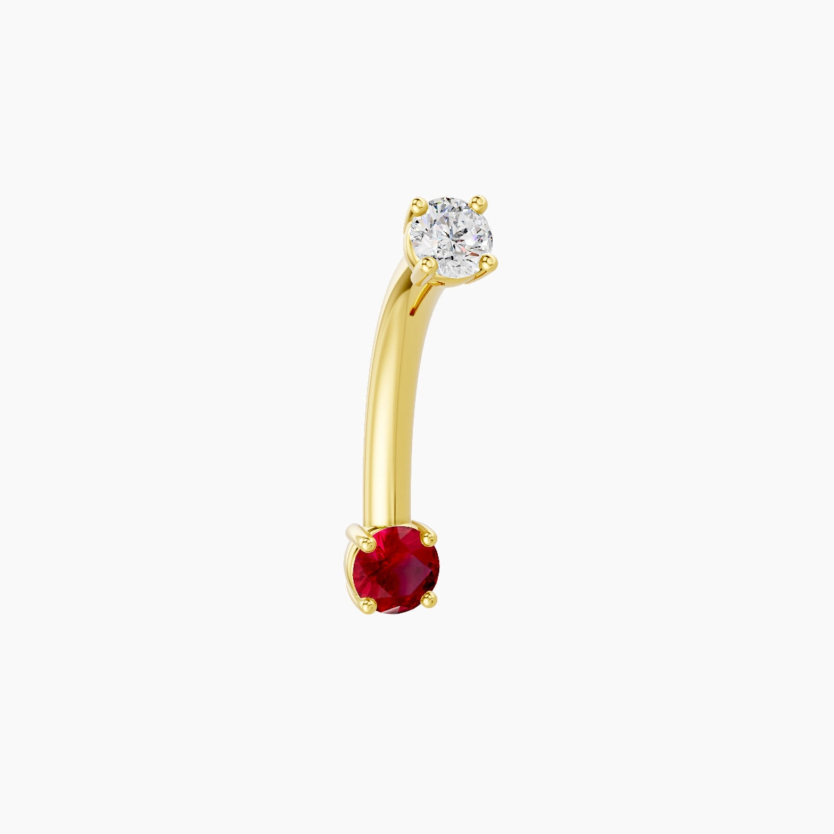 Nut | 18k Yellow Gold 3 mm 10 mm Round Ruby & Diamond Belly Piercing