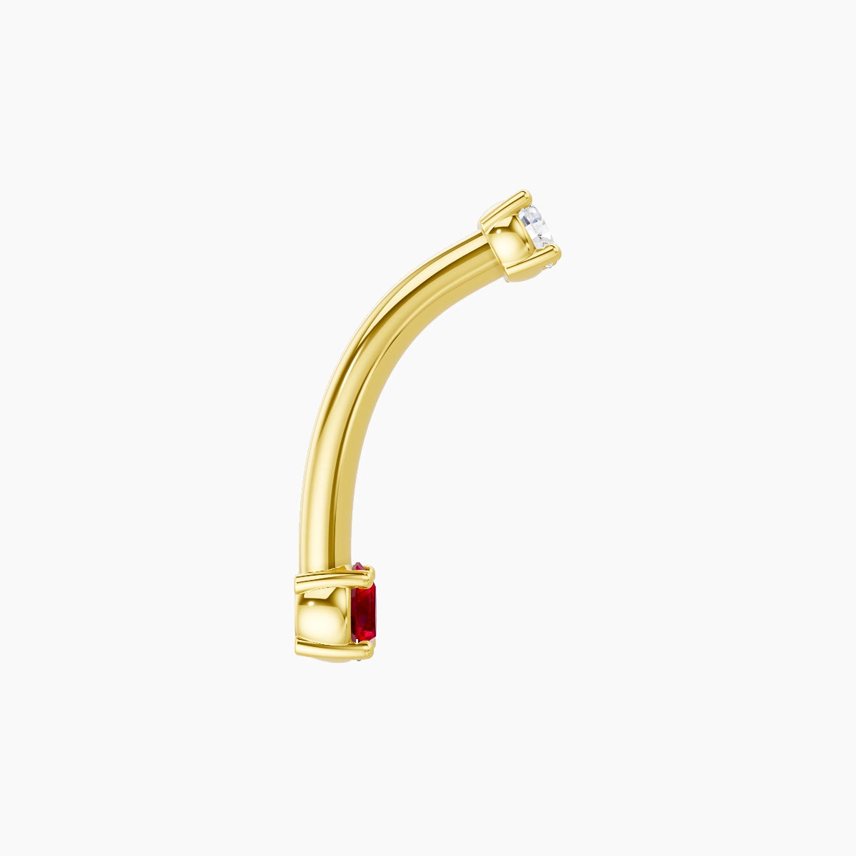 Nut | 18k Yellow Gold 3 mm 10 mm Round Ruby & Diamond Belly Piercing