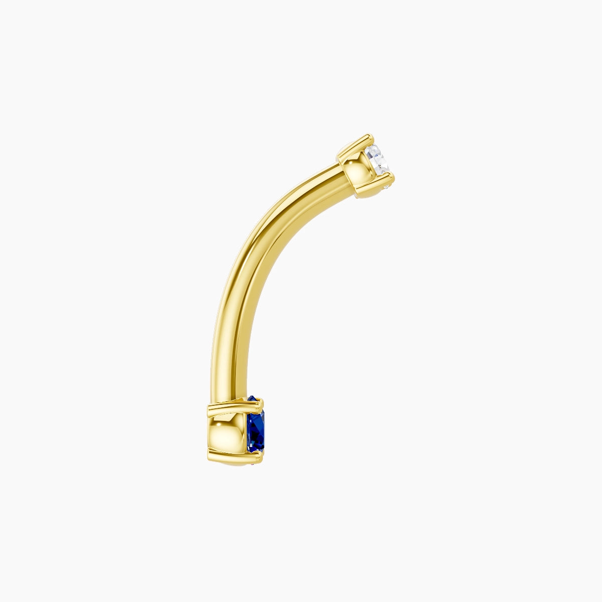 Nut | 18k Yellow Gold 3 mm 10 mm Round Sapphire & Diamond Belly Piercing