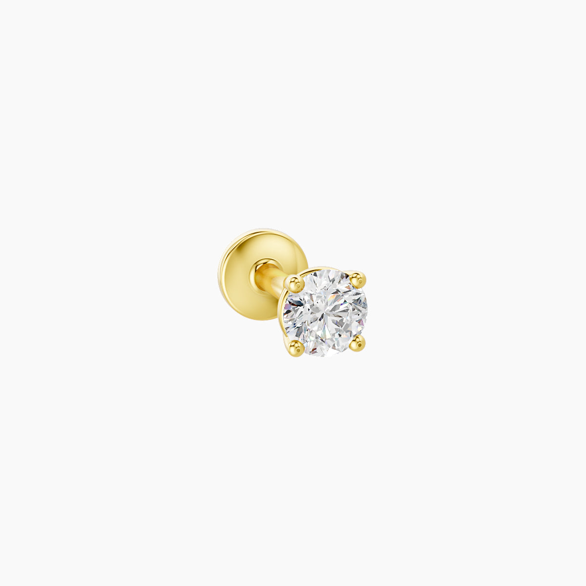 Nut | 18k Yellow Gold 3 mm 5 mm Round Diamond Nose Piercing