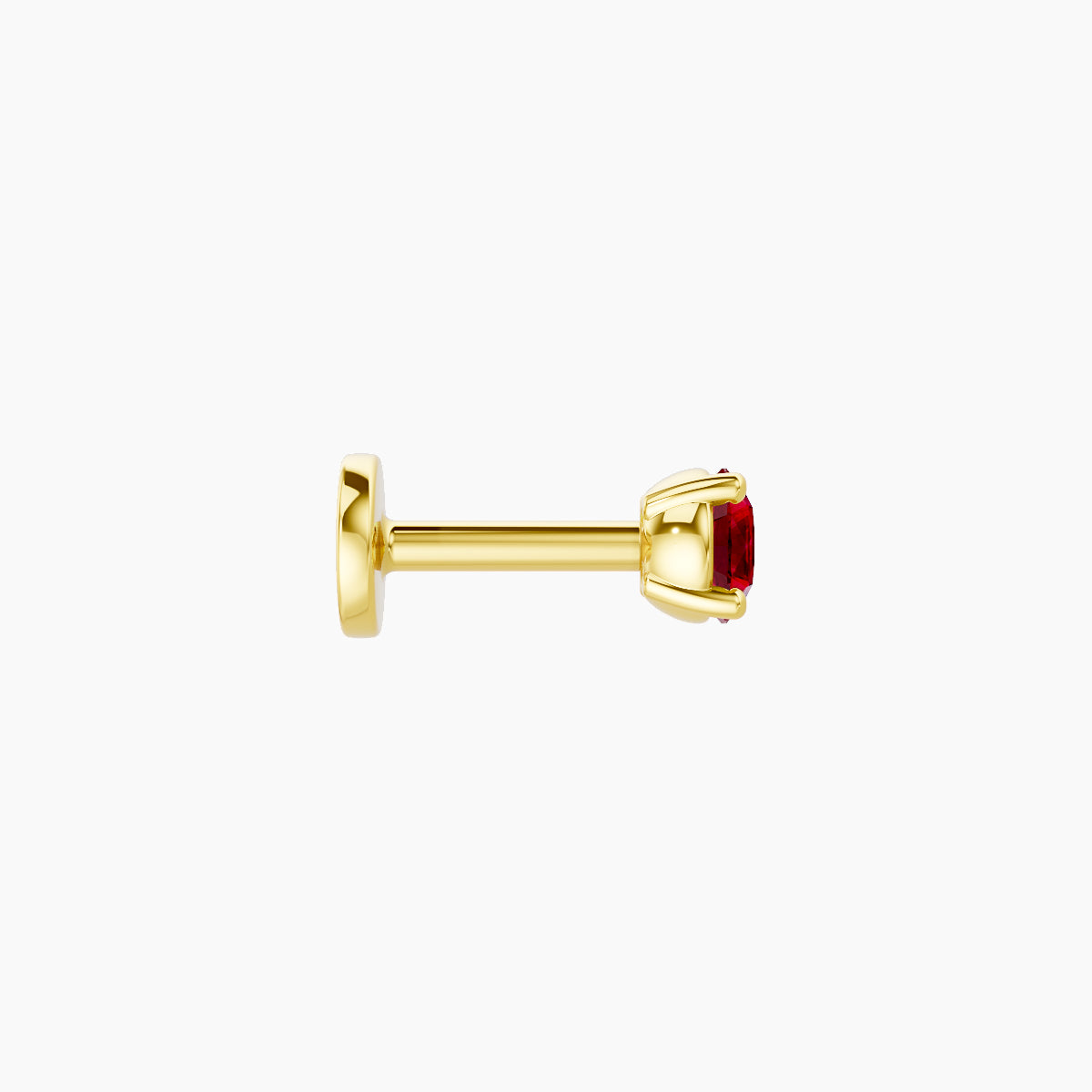 Nut | 18k Yellow Gold 5 mm 3 mm Round Ruby Nose Piercing