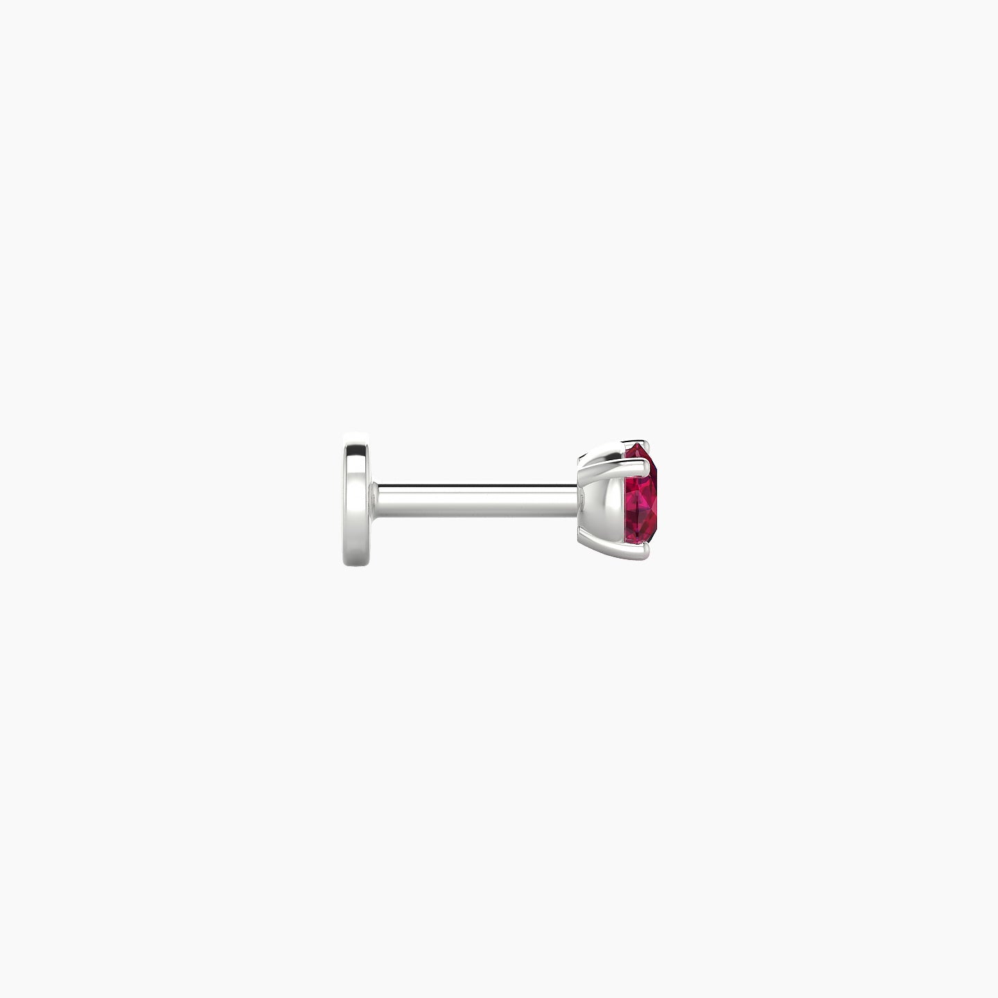 Nut | 18k White Gold 5 mm 3 mm Round Ruby Nostril Piercing