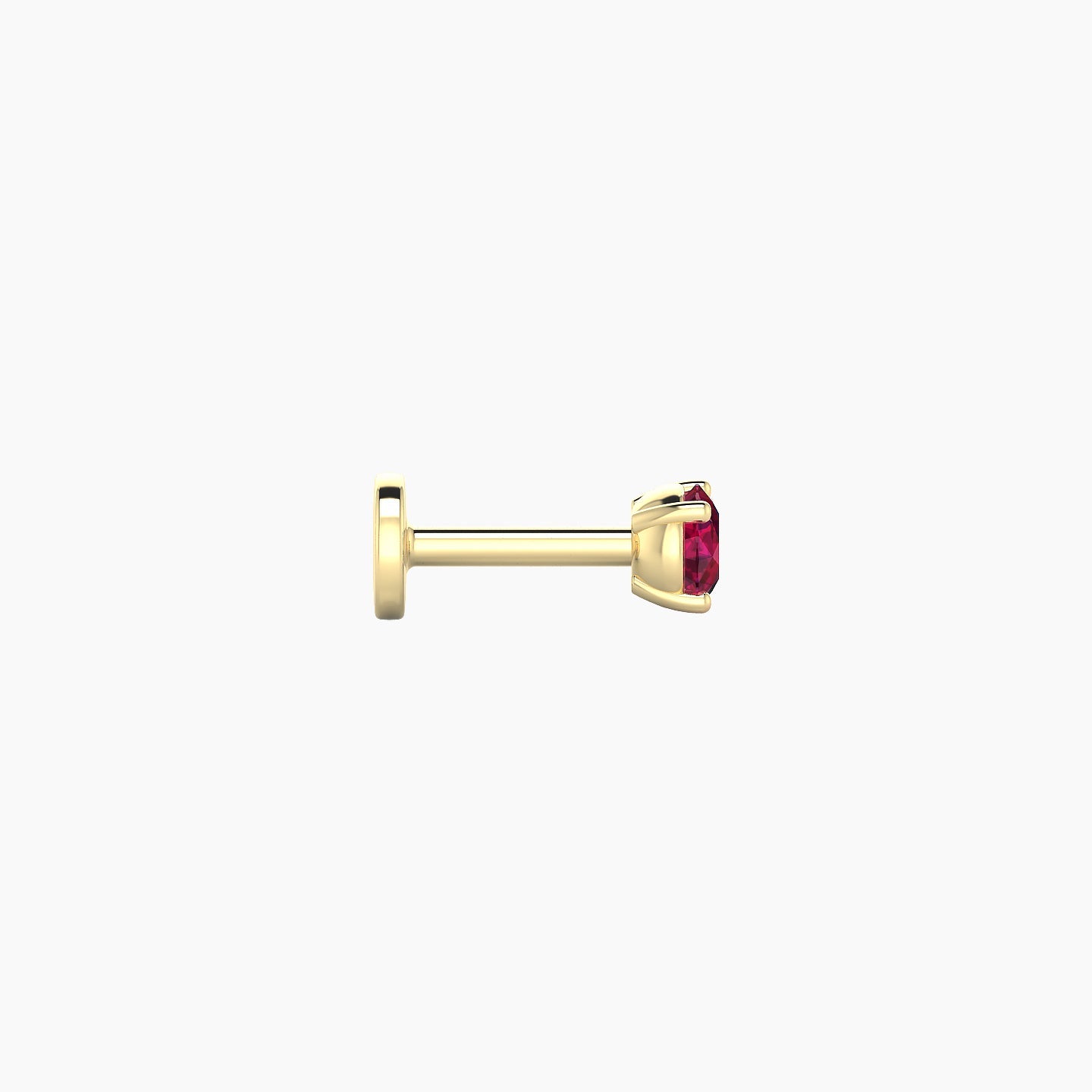 Nut | 18k Yellow Gold 5 mm 3 mm Round Ruby Nostril Piercing