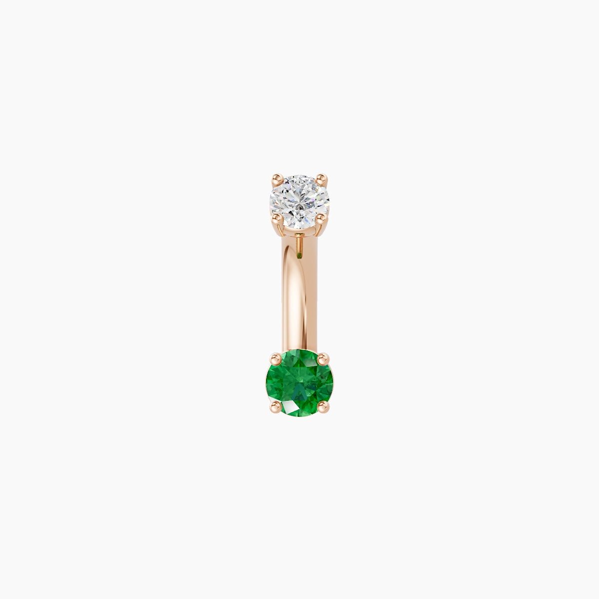 Nut | 18k Rose Gold 3 mm 6 mm Round Emerald & Diamond Belly Piercing