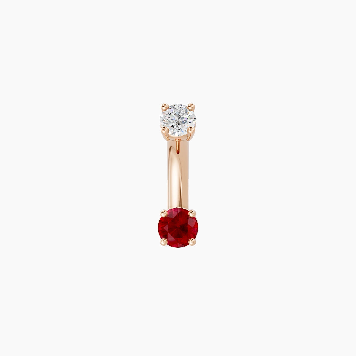 Nut | 18k Rose Gold 3 mm 6 mm Round Ruby & Diamond Belly Piercing