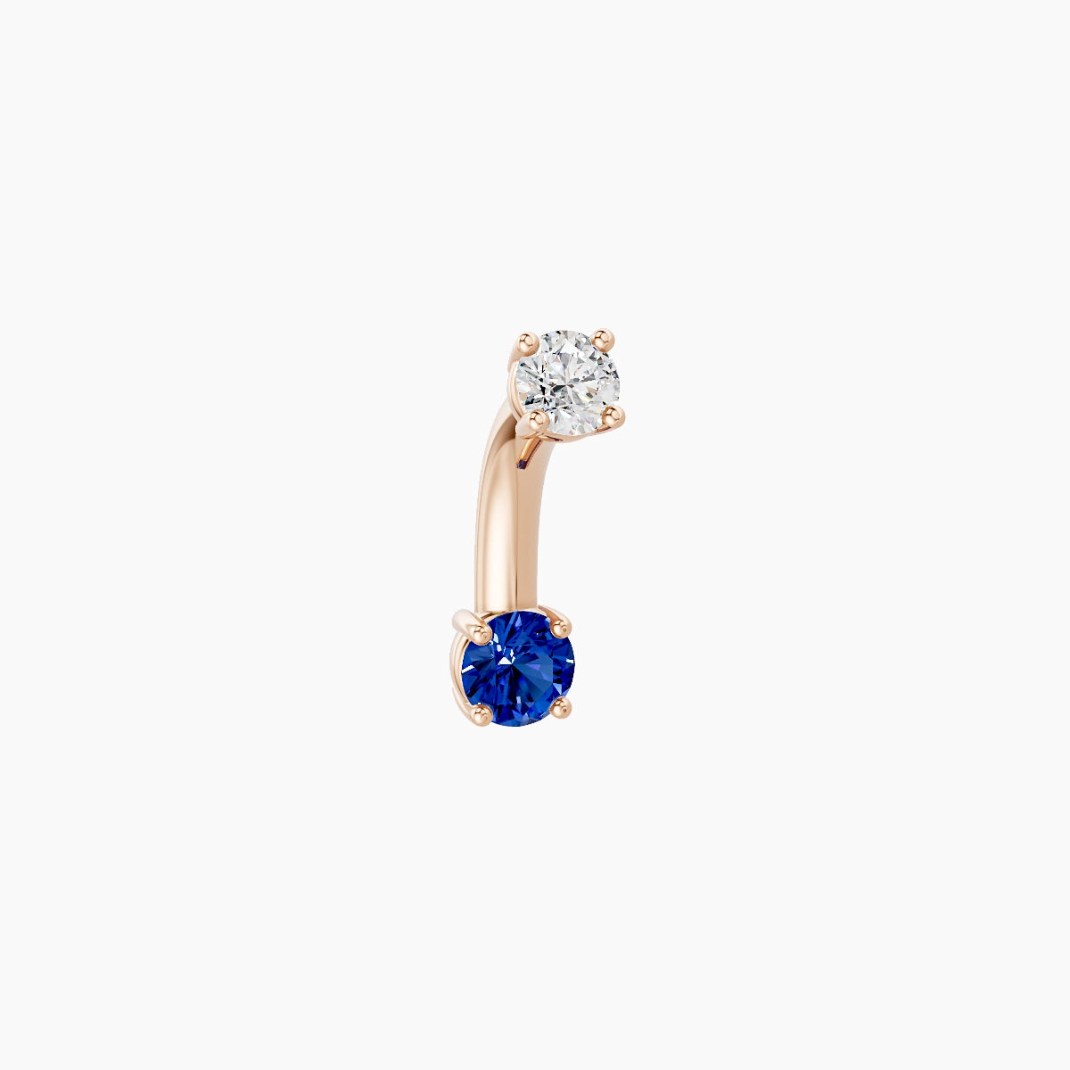 Nut | 18k Rose Gold 3 mm 6 mm Round Sapphire & Diamond Belly Piercing