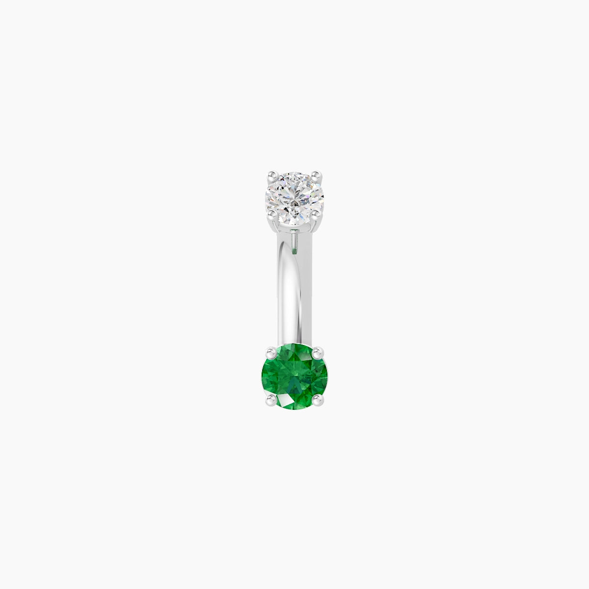 Nut | 18k White Gold 3 mm 6 mm Round Emerald & Diamond Belly Piercing
