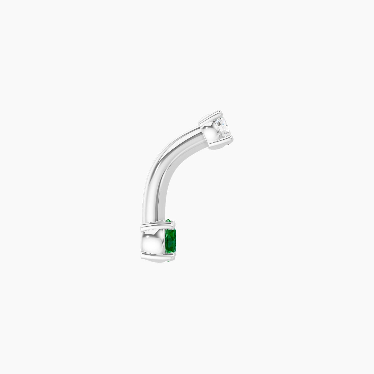 Nut | 18k White Gold 3 mm 6 mm Round Emerald & Diamond Belly Piercing