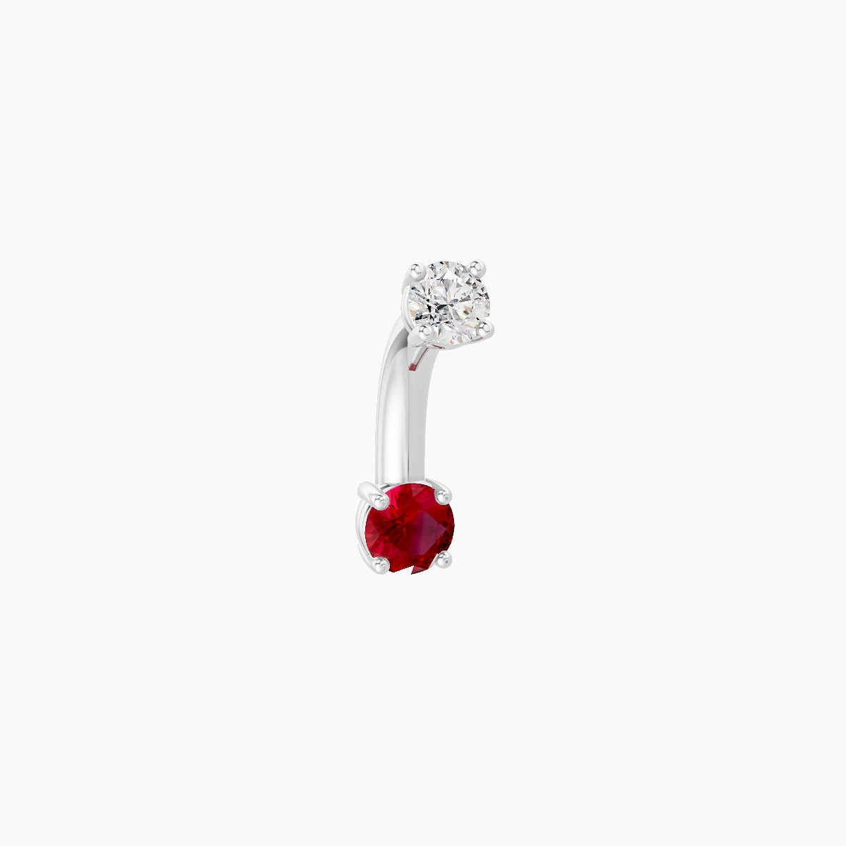 Nut | 18k White Gold 3 mm 6 mm Round Ruby & Diamond Belly Piercing