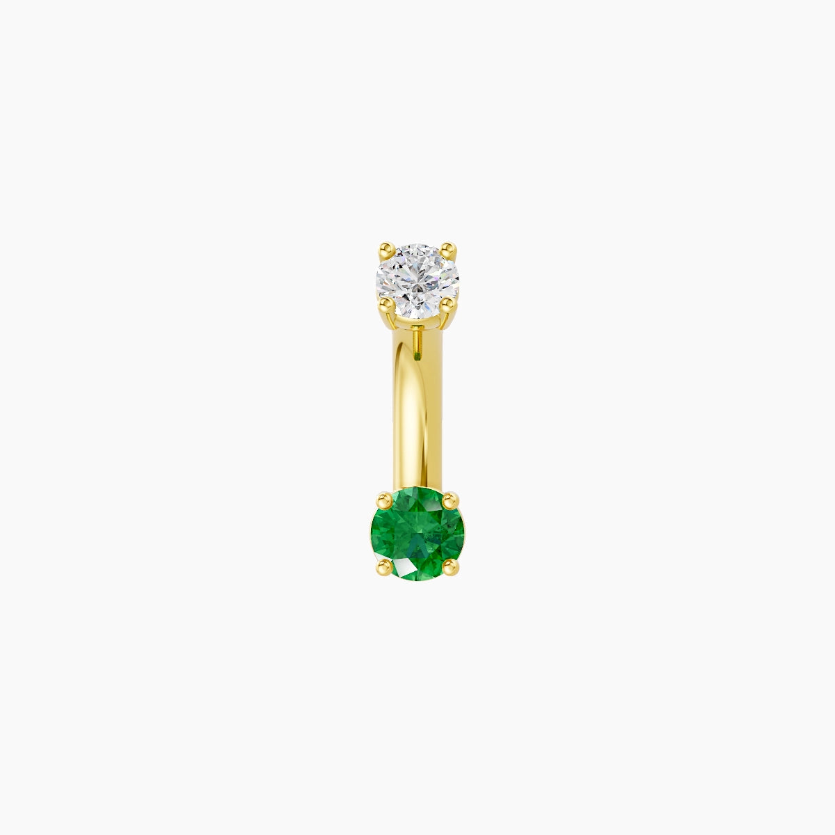 Nut | 18k Yellow Gold 3 mm 6 mm Round Emerald & Diamond Belly Piercing