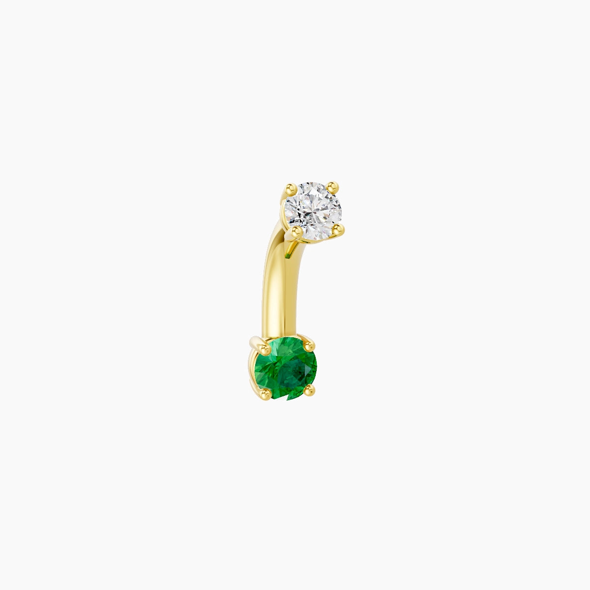 Nut | 18k Yellow Gold 3 mm 6 mm Round Emerald & Diamond Belly Piercing