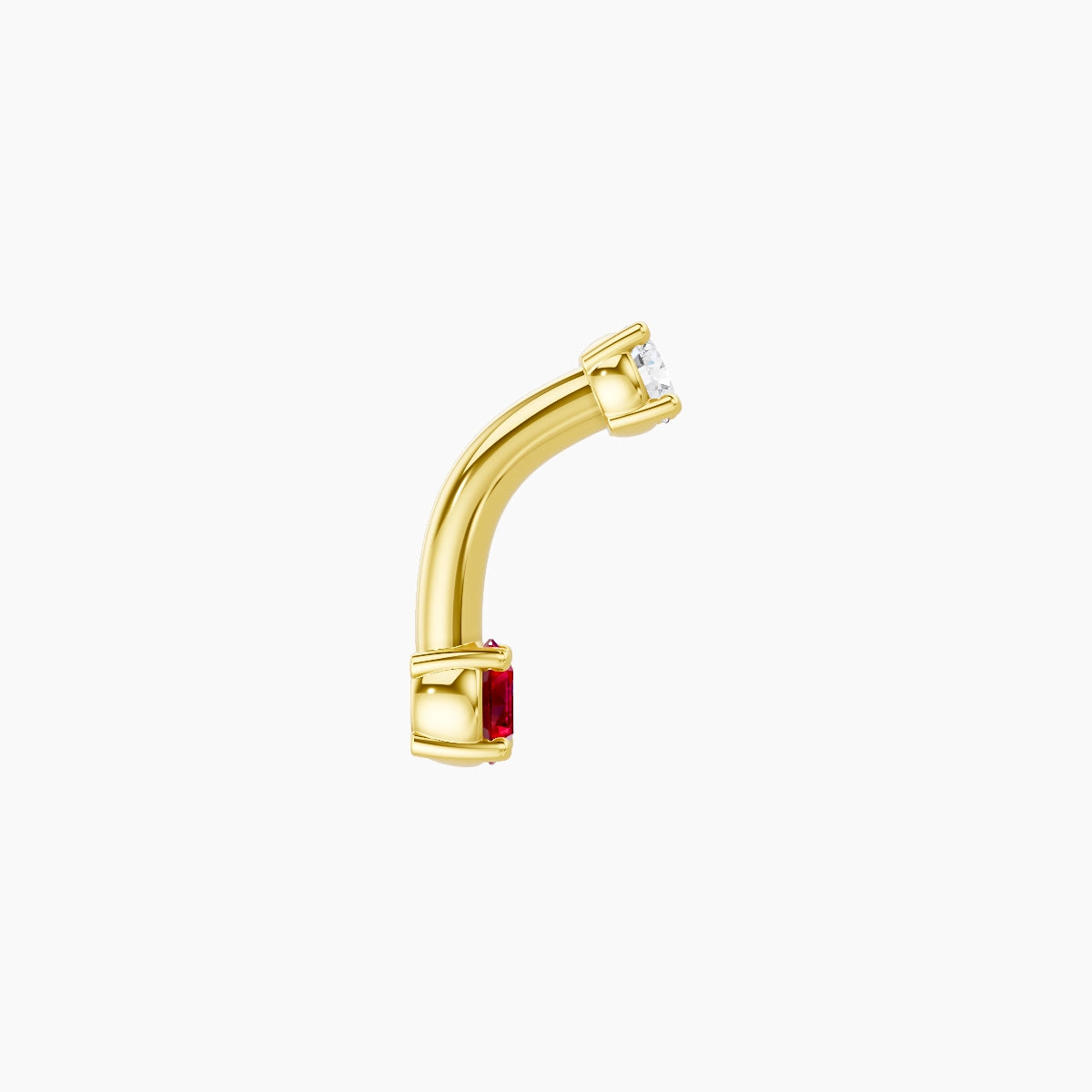 Nut | 18k Yellow Gold 3 mm 6 mm Round Ruby & Diamond Belly Piercing