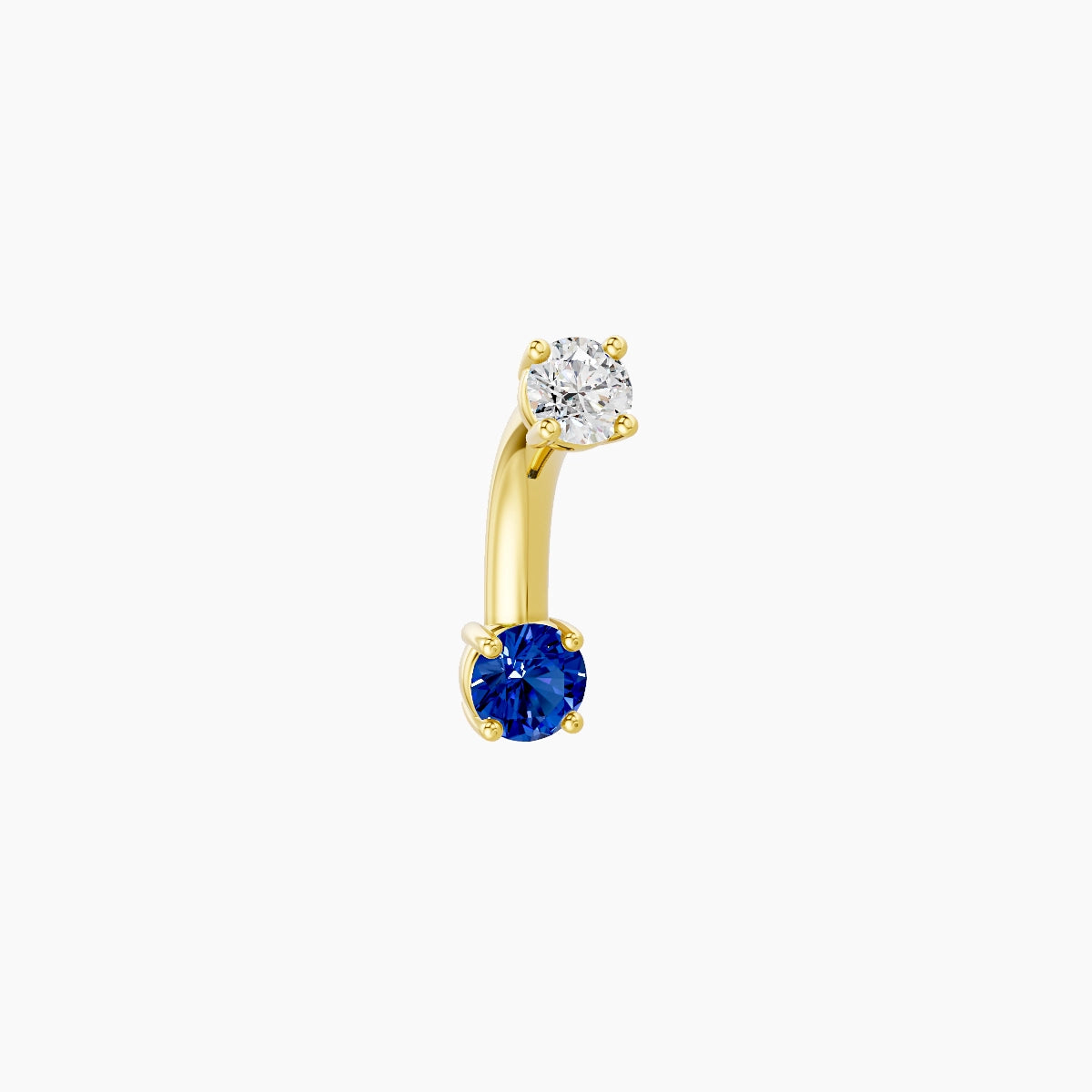 Nut | 18k Yellow Gold 3 mm 6 mm Round Sapphire & Diamond Belly Piercing