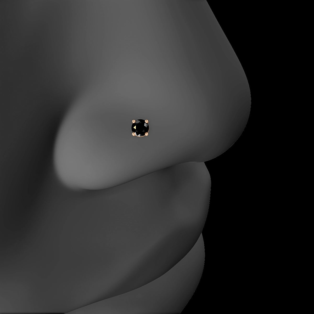 Nut | 18k Rose Gold 6.5 mm 3 mm Round Black Diamond Nose Piercing