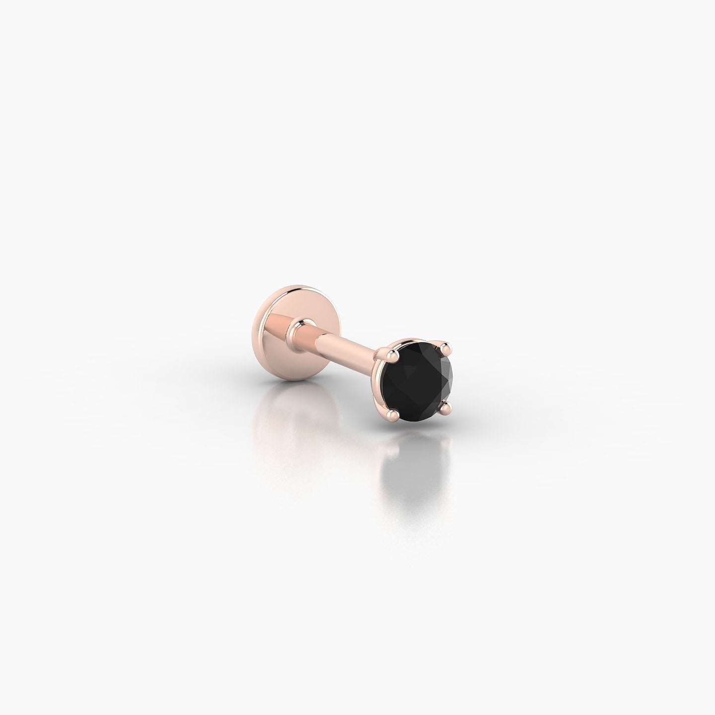 Nut | 18k Rose Gold 6.5 mm 3 mm Round Black Diamond Nostril Piercing