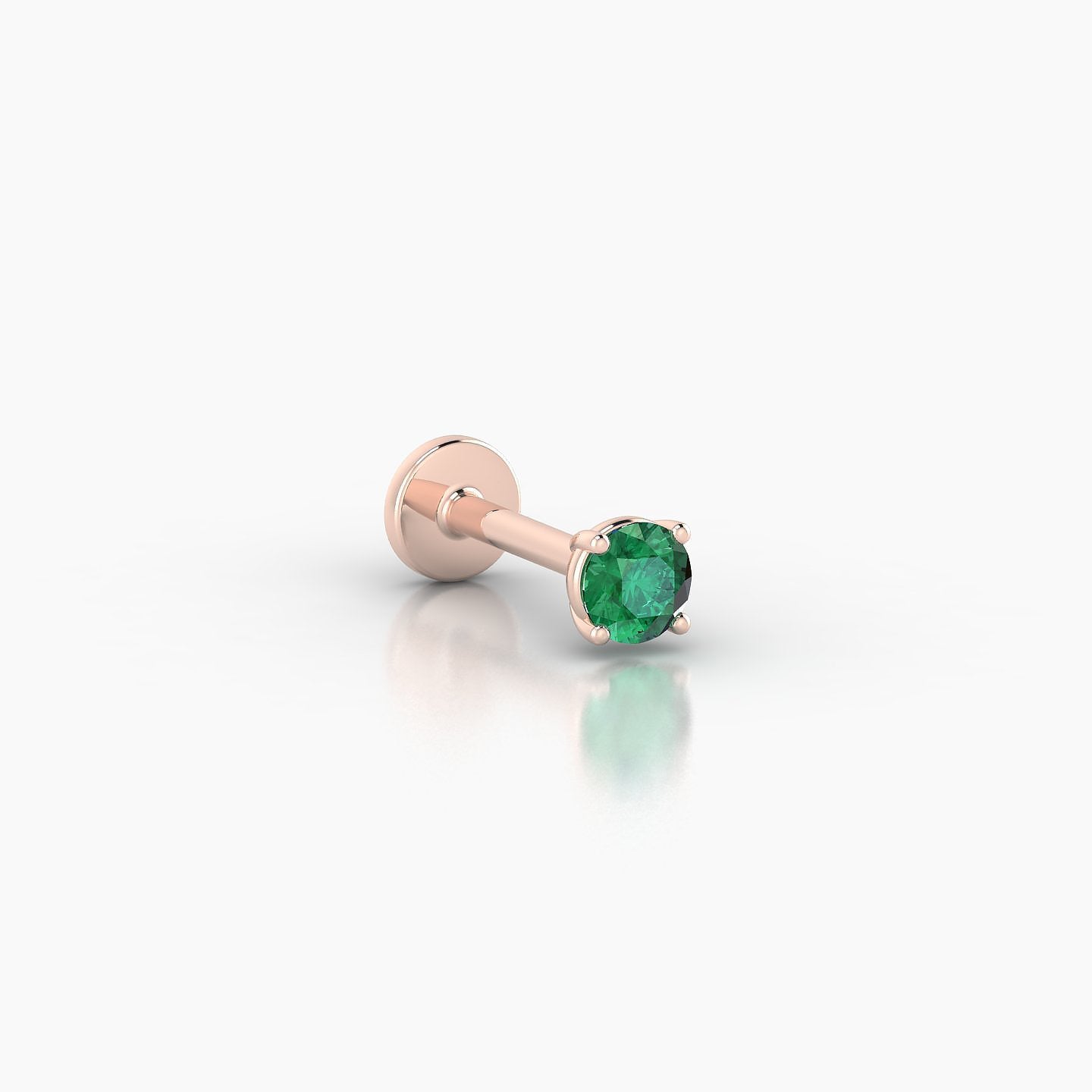 Nut | 18k Rose Gold 6.5 mm 3 mm Round Emerald Nostril Piercing