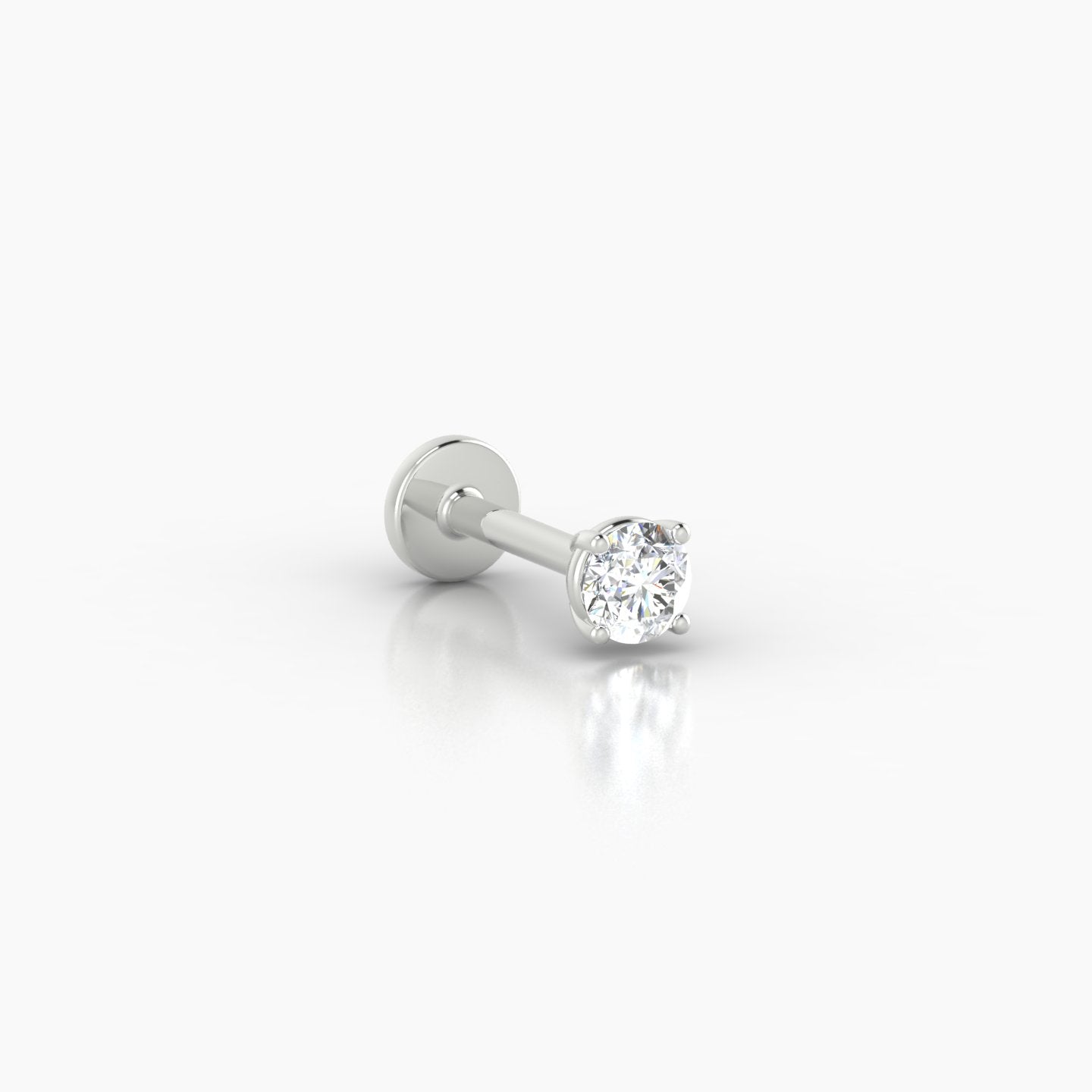 Nut | 18k White Gold 3 mm 6.5 mm Round Diamond Nostril Piercing