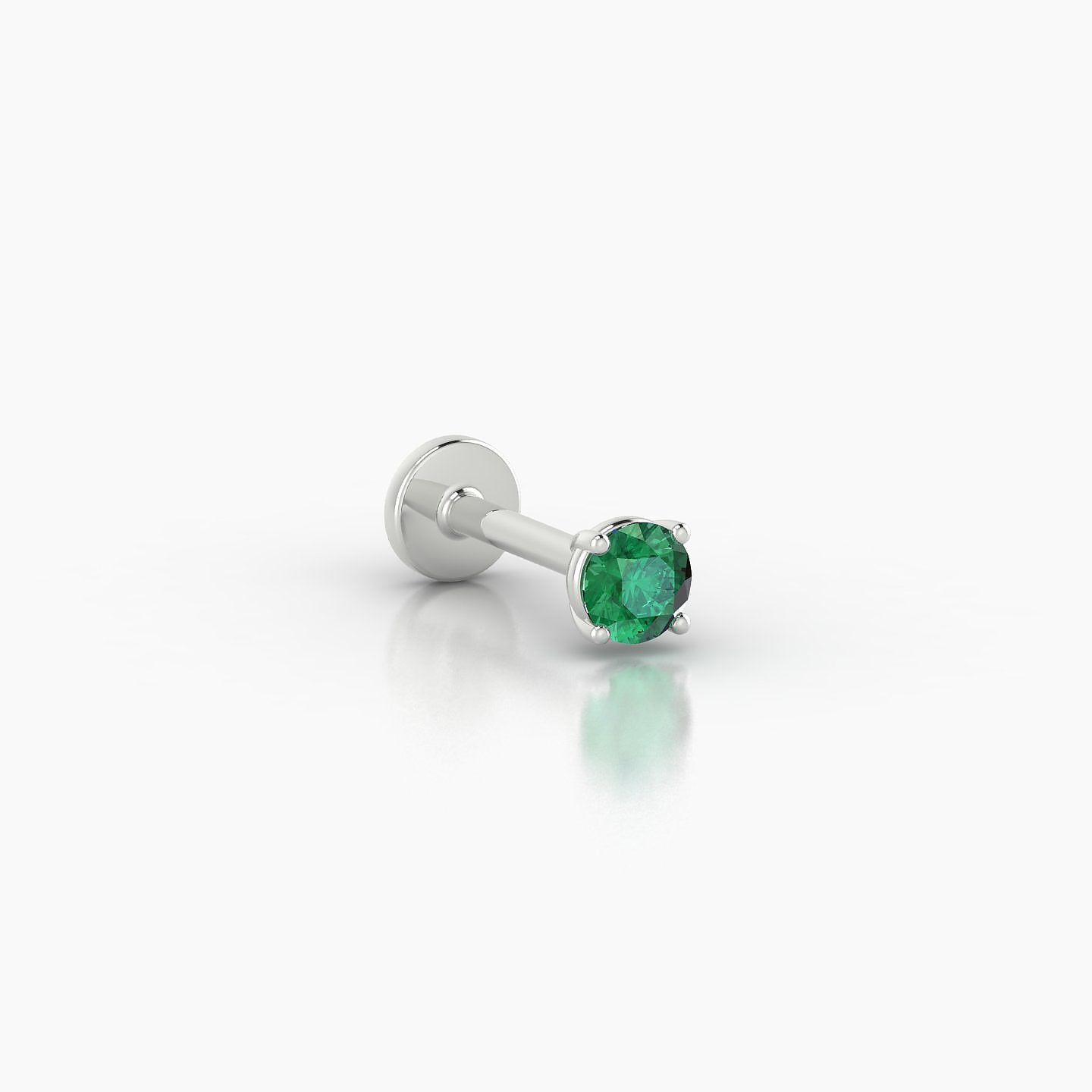 Nut | 18k White Gold 6.5 mm 3 mm Round Emerald Nostril Piercing