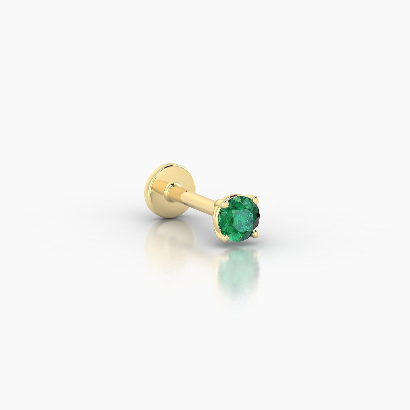 Nut | 18k Yellow Gold 6.5 mm 3 mm Round Emerald Nostril Piercing