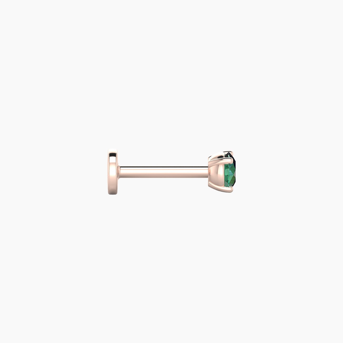 Nut | 18k Rose Gold 6.5 mm 3 mm Round Emerald Nostril Piercing