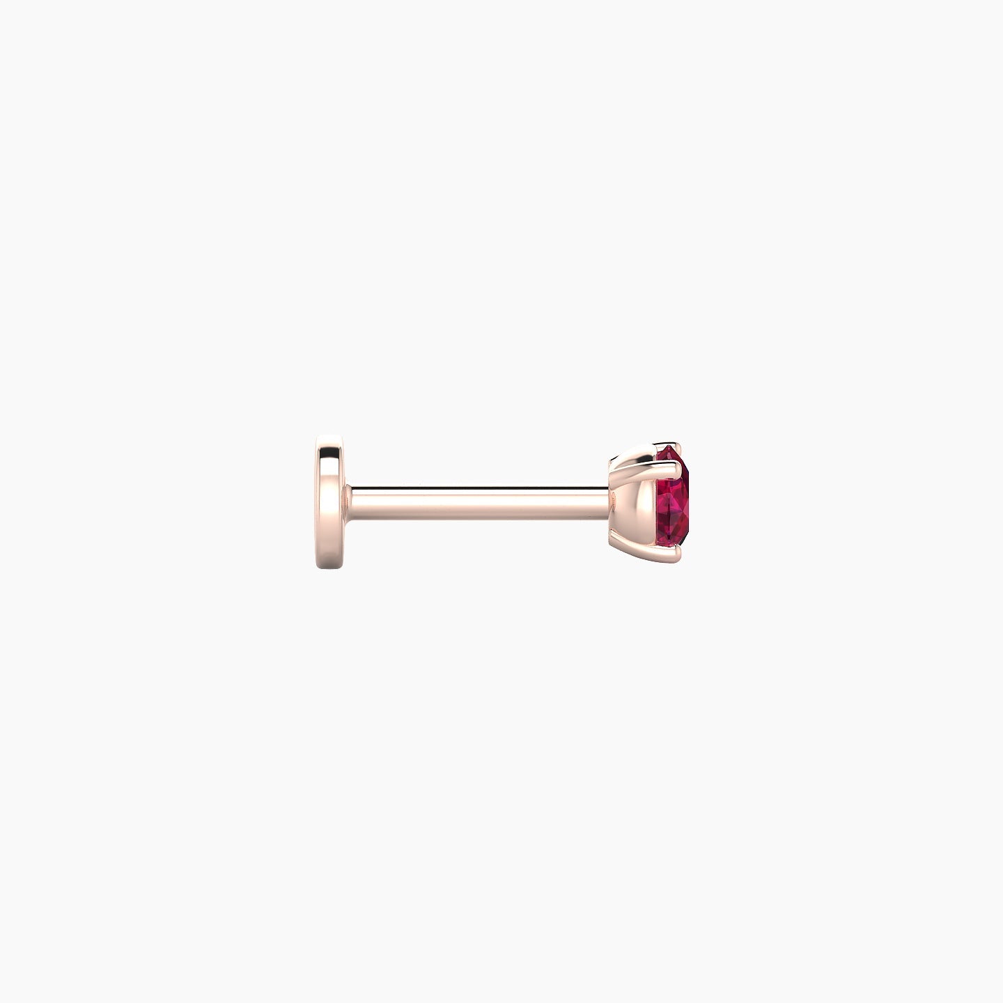 Nut | 18k Rose Gold 6.5 mm 3 mm Round Ruby Nostril Piercing