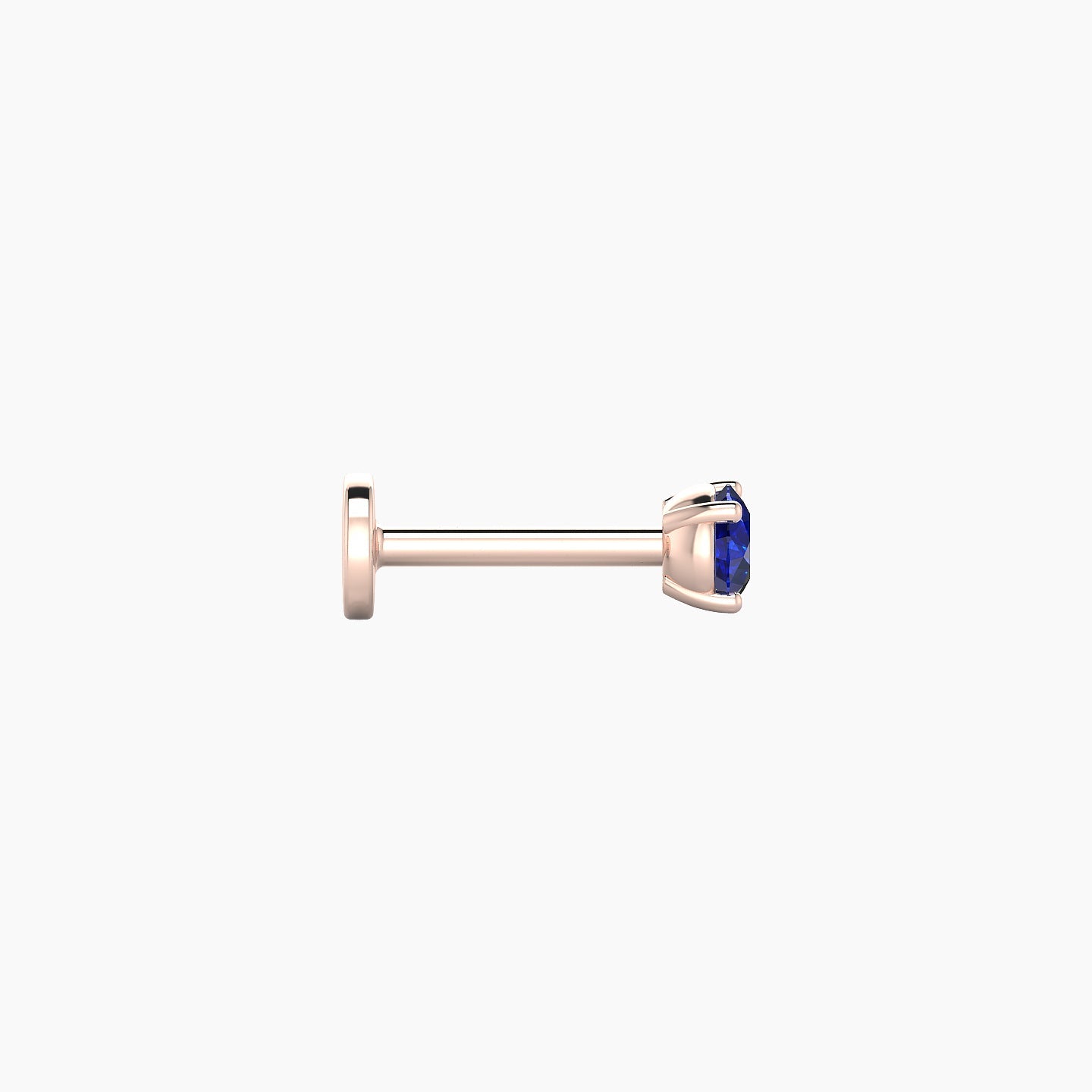 Nut | 18k Rose Gold 6.5 mm 3 mm Round Sapphire Nostril Piercing