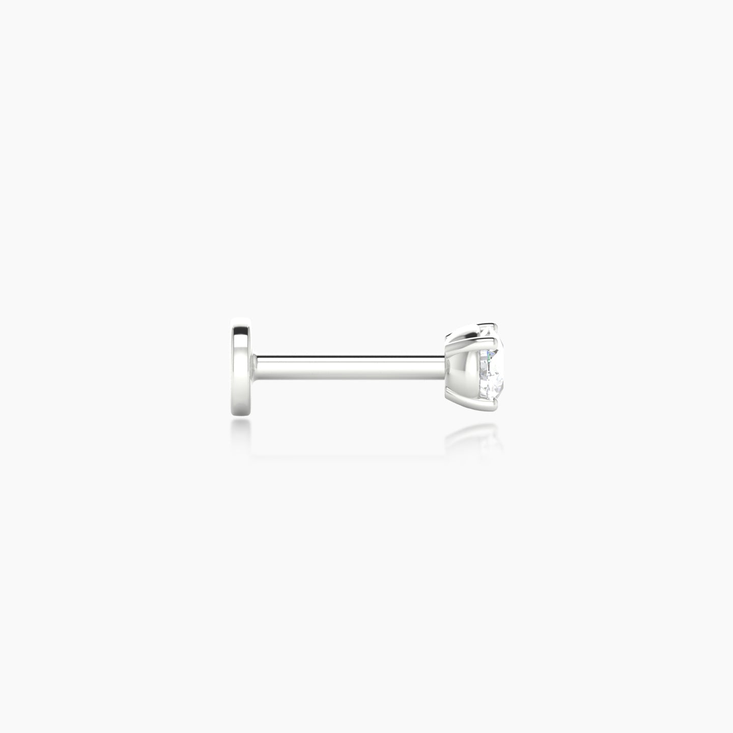 Nut | 18k White Gold 3 mm 6.5 mm Round Diamond Nostril Piercing