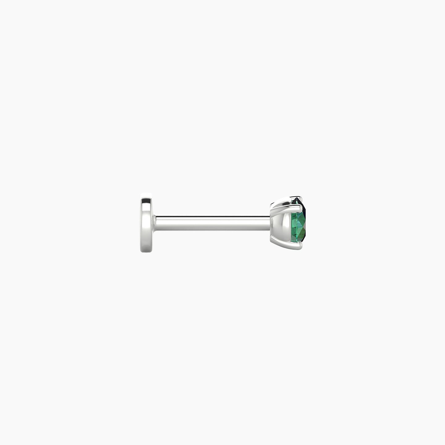 Nut | 18k White Gold 6.5 mm 3 mm Round Emerald Nostril Piercing