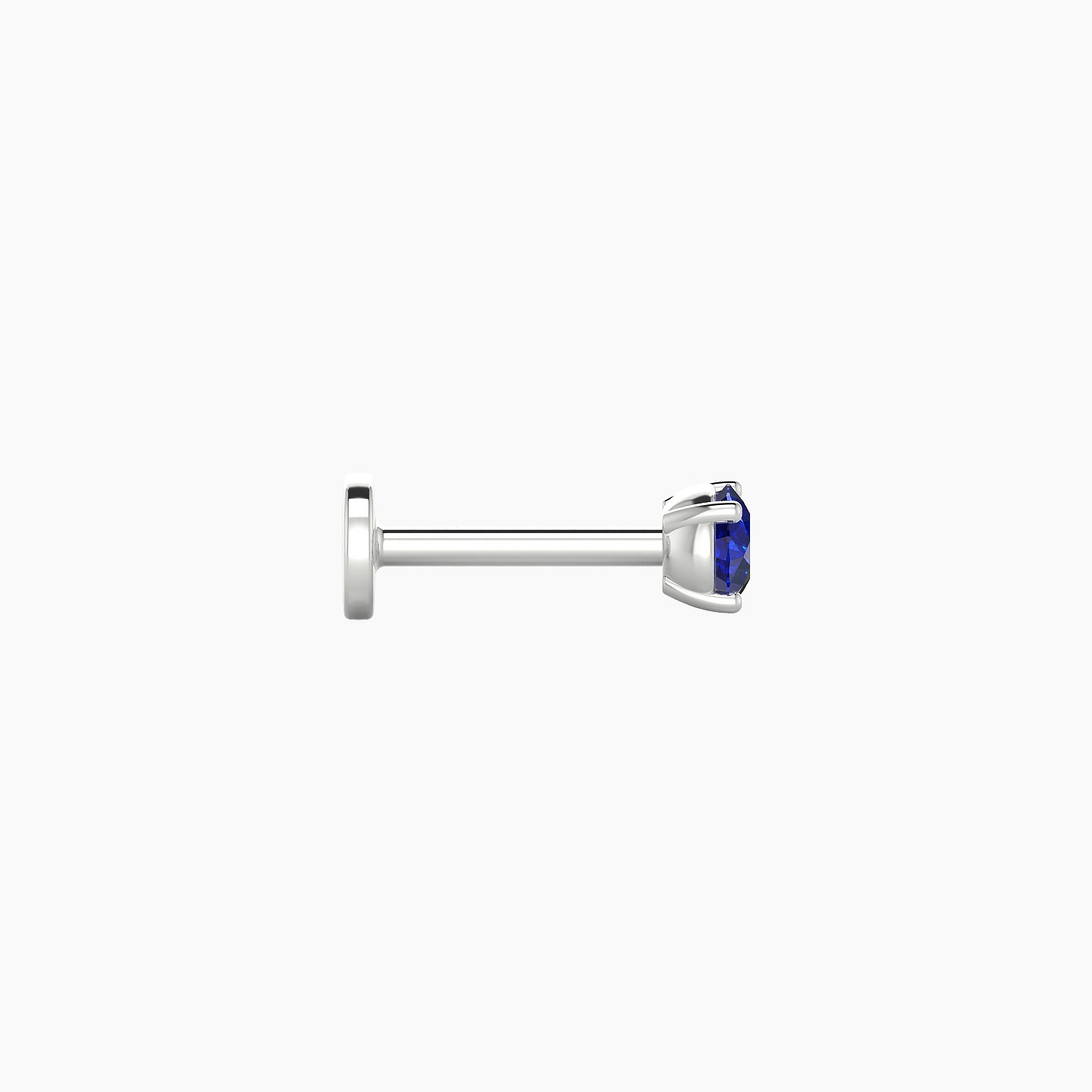 Nut | 18k White Gold 6.5 mm 3 mm Round Sapphire Nostril Piercing