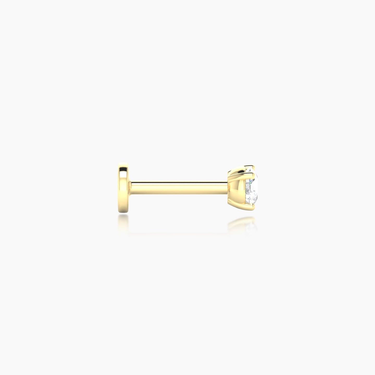 Nut | 18k Yellow Gold 3 mm 6.5 mm Round Diamond Nostril Piercing