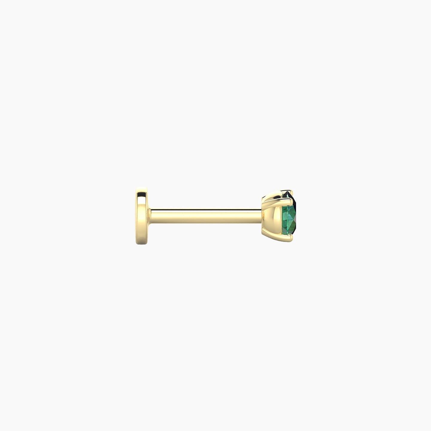 Nut | 18k Yellow Gold 6.5 mm 3 mm Round Emerald Nostril Piercing