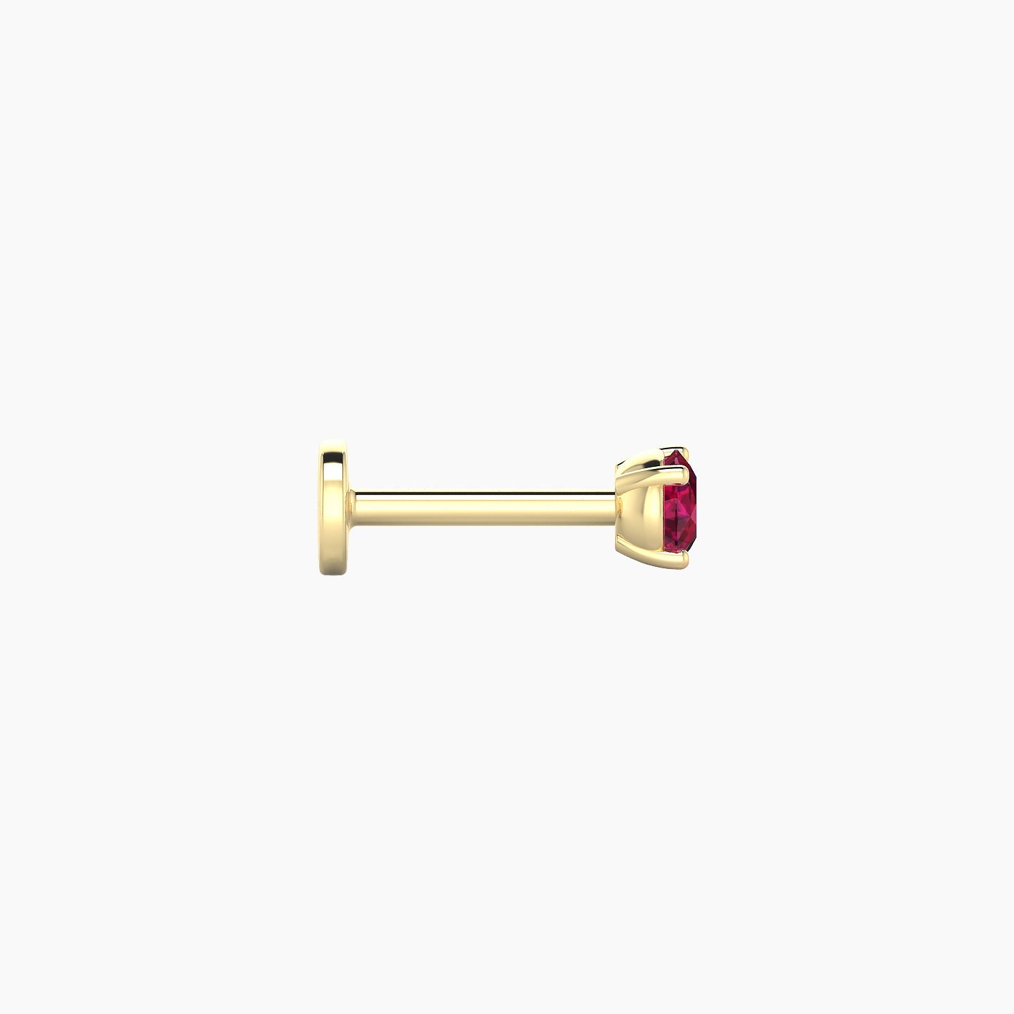 Nut | 18k Yellow Gold 6.5 mm 3 mm Round Ruby Nostril Piercing