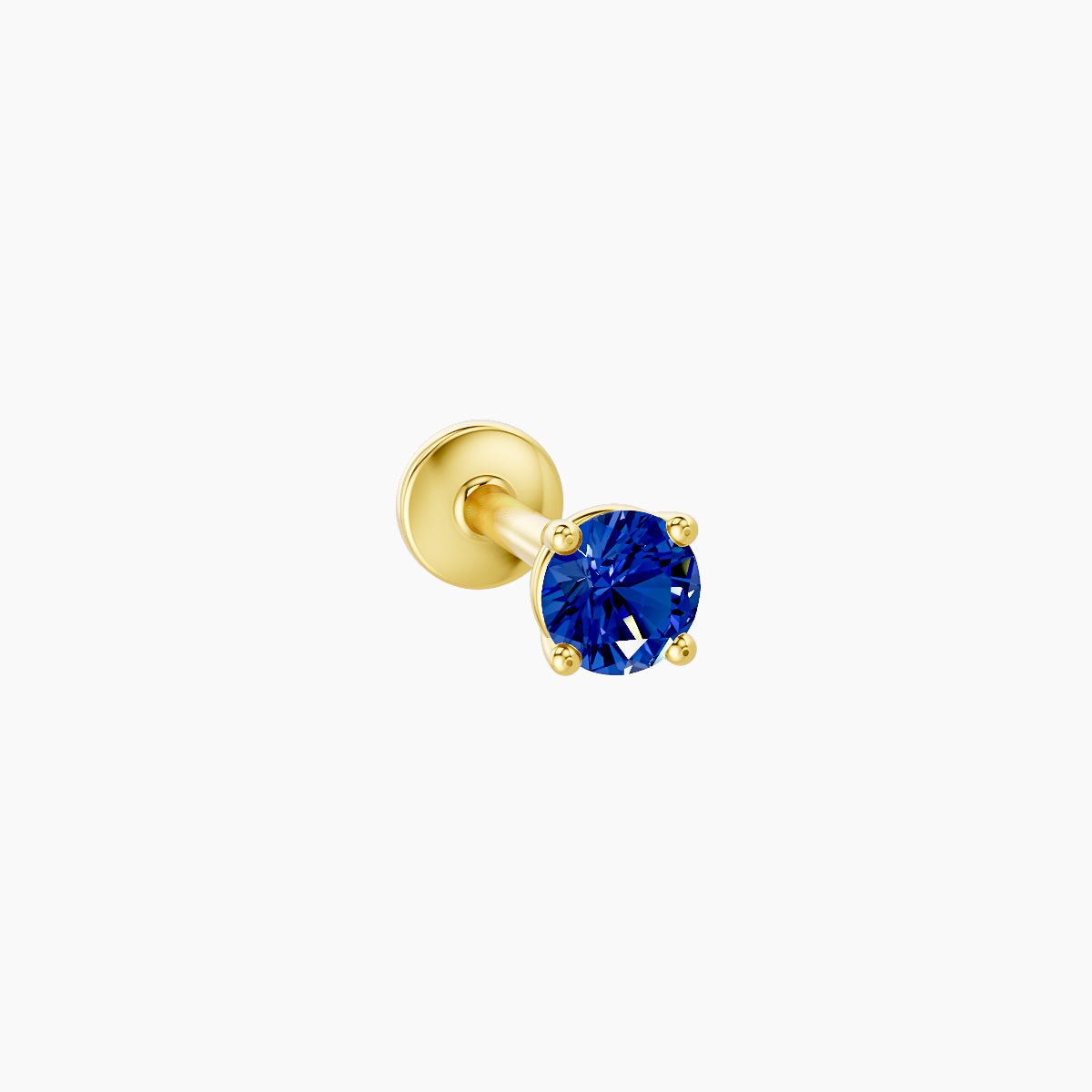 Nut | 18k Yellow Gold 6.5 mm 3 mm Round Sapphire Piercing