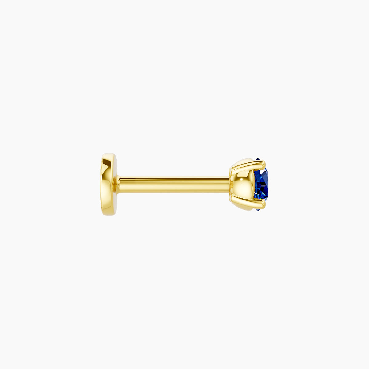 Nut | 18k Yellow Gold 6.5 mm 3 mm Round Sapphire Piercing
