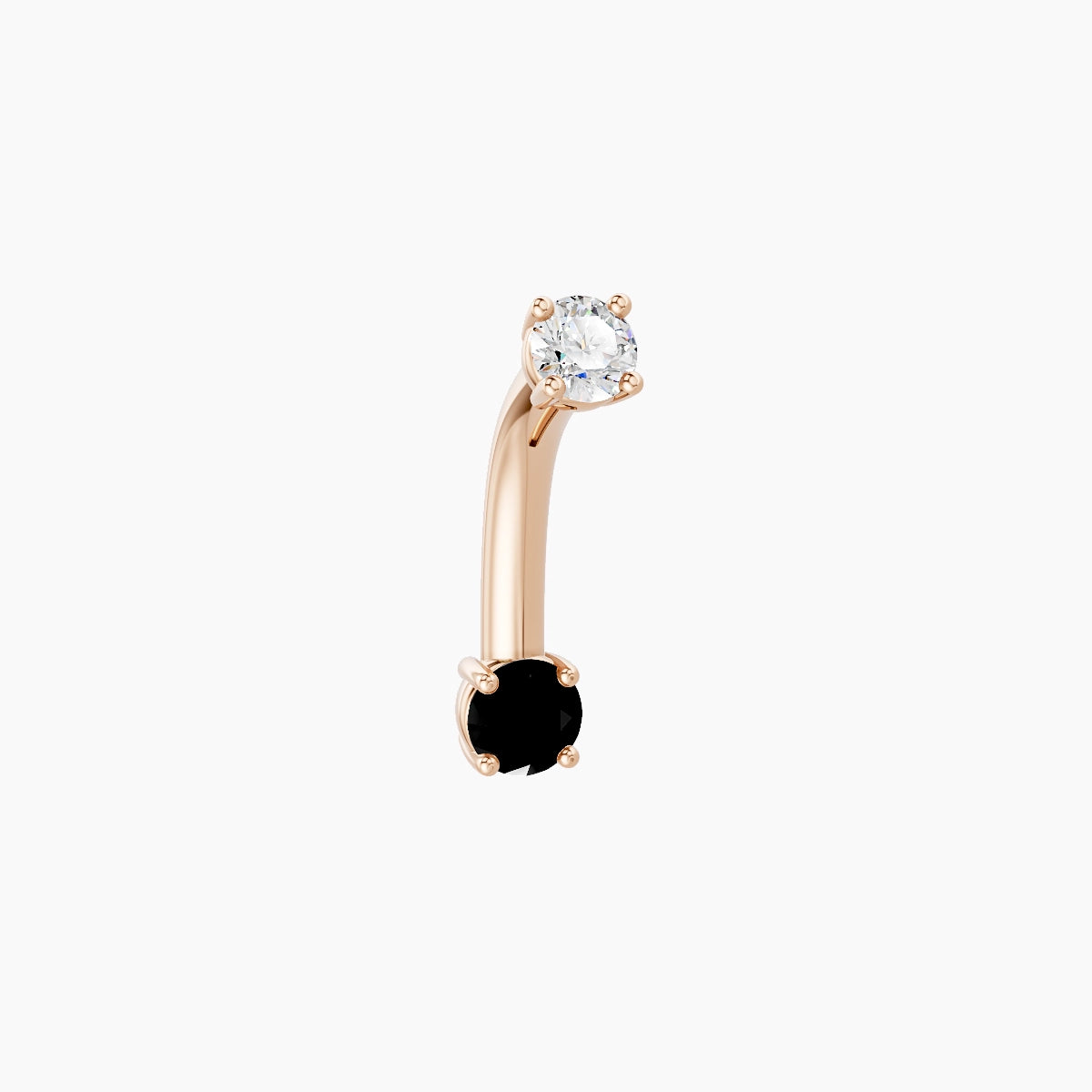 Nut | 18k Rose Gold 3 mm 8 mm Round Black Diamond & Diamond Belly Piercing